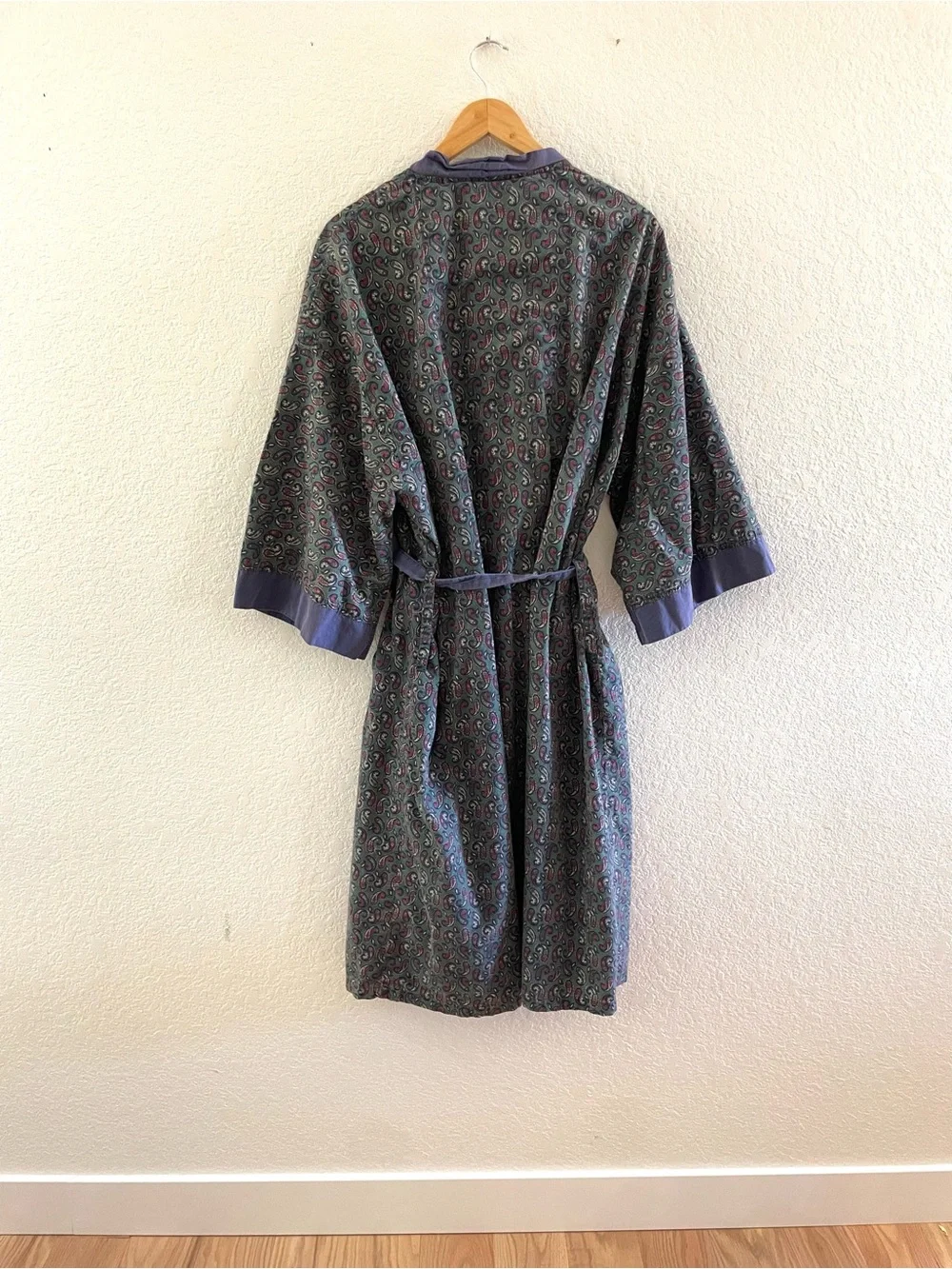 Vintage 90s 100% Cotton Paisley Kimono Style Robe & Belt Sz 1X-2X Grandpacore